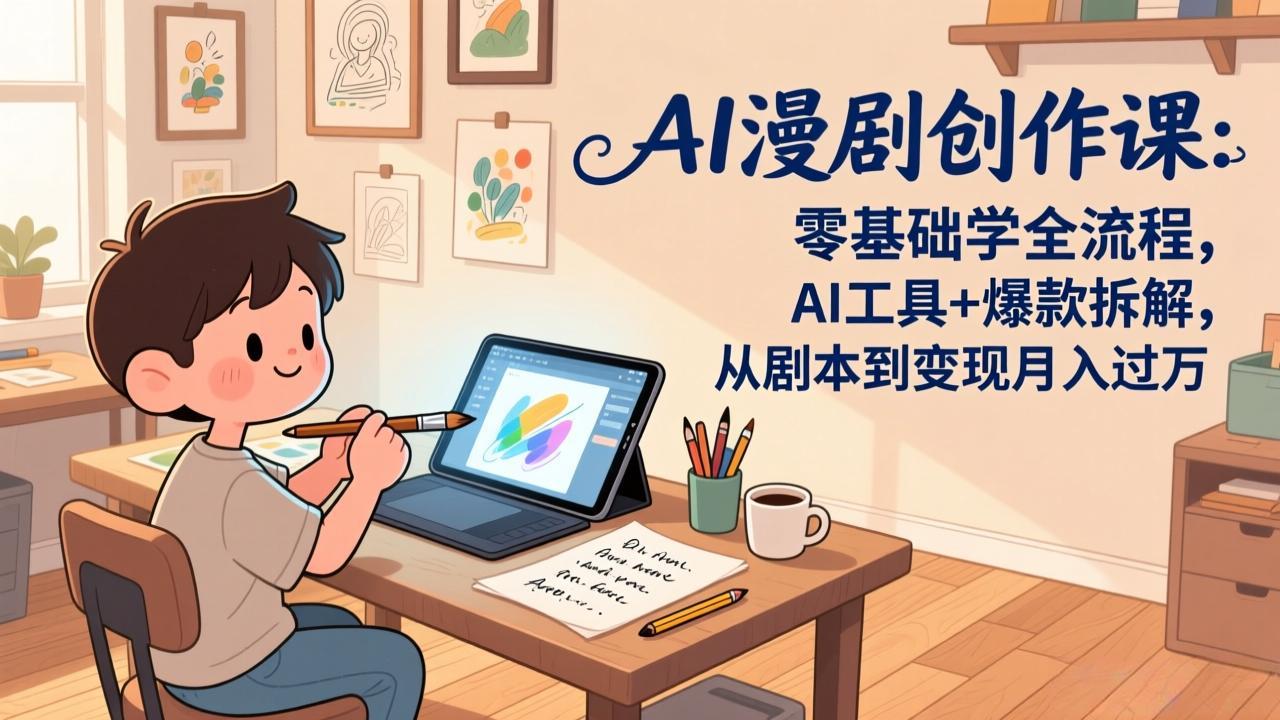 AI漫剧创作课：零基础学全流程，AI工具+爆款拆解，从剧本到变现月入过万-点子口袋网