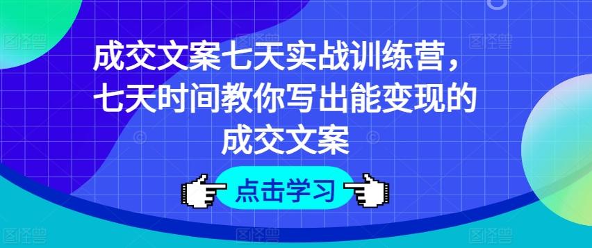 成交文案七天实战训练营，七天时间教你写出能变现的成交文案-点子口袋网