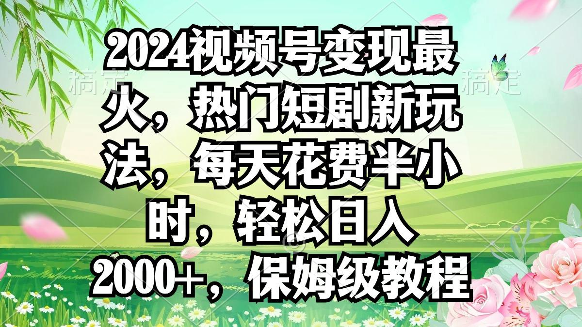 2024视频号变现最火，热门短剧新玩法，每天花费半小时，轻松日入2000+，...-点子口袋网