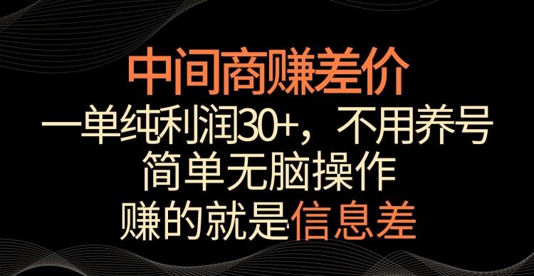 中间商赚差价，一单纯利润30+，简单无脑操作，赚的就是信息差，轻轻松松日入1000+【揭秘】-点子口袋网