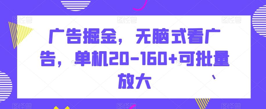 广告掘金，无脑式看广告，单机20-160+可批量放大【揭秘】-点子口袋网