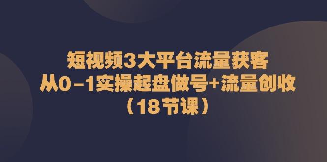 短视频3大平台流量获客：从0-1实操起盘做号+流量创收(18节课)-云创网