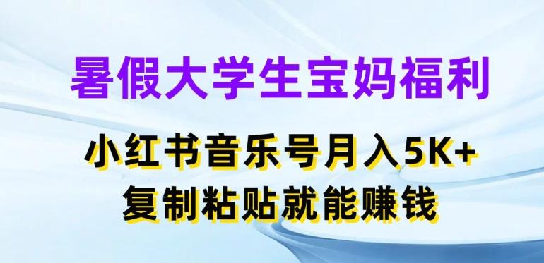 暑假大学生宝妈福利，小红书音乐号月入5000+，复制粘贴就能赚钱【揭秘】-点子口袋网
