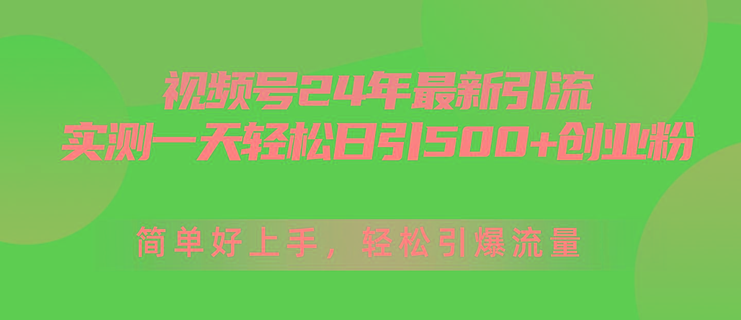 视频号24年最新引流，一天轻松日引500+创业粉，简单好上手，轻松引爆流量-点子口袋网