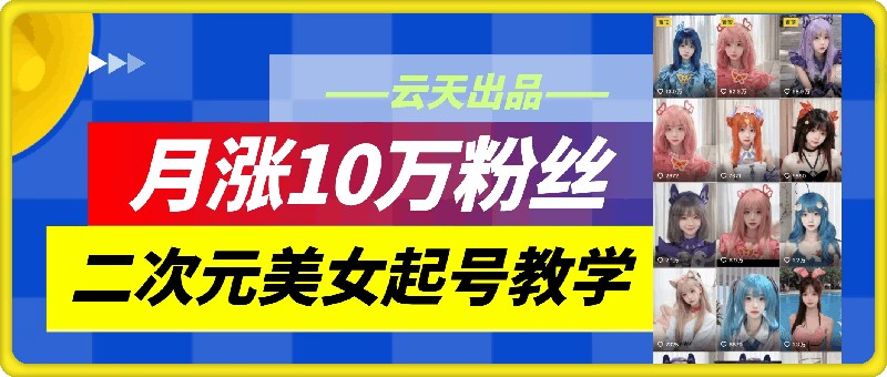 云天二次元美女起号教学，月涨10万粉丝，不判搬运-点子口袋网