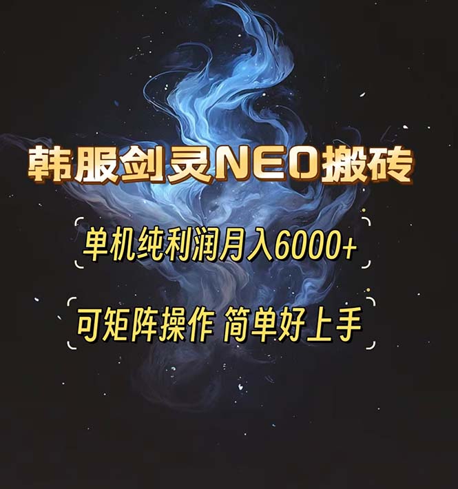 韩服剑灵NEO搬砖攻略，单机纯利润月入6000+ 可矩阵操作，简单好上手。-点子口袋网