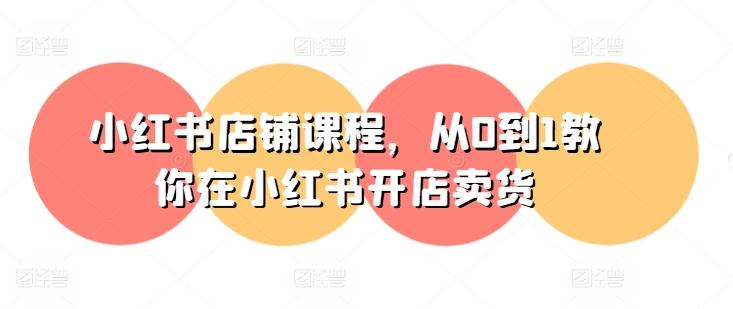 小红书店铺课程，从0到1教你在小红书开店卖货-点子口袋网