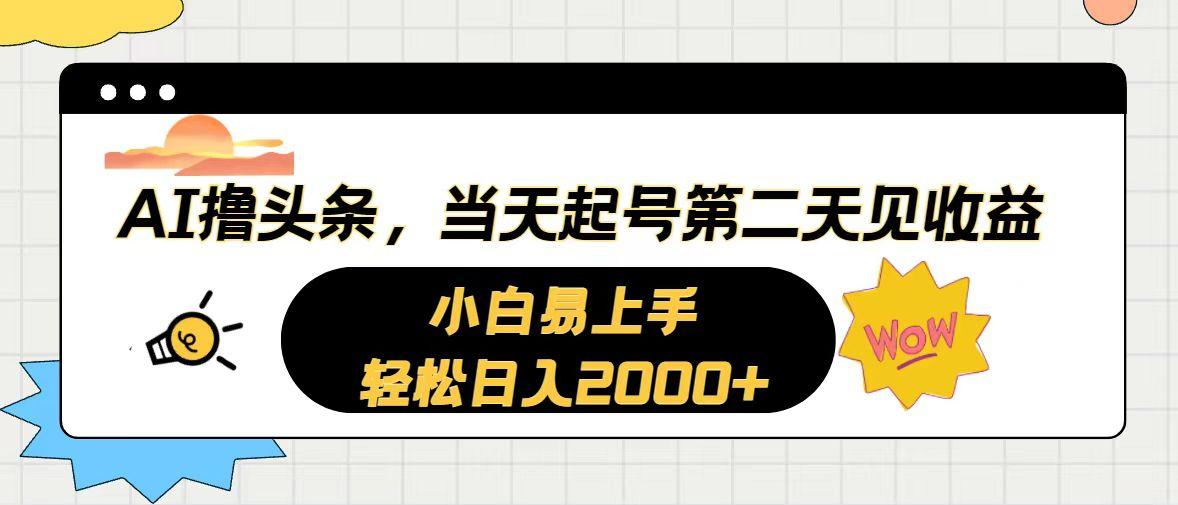 AI撸头条，当天起号，第二天见收益。轻松日入2000+-点子口袋网