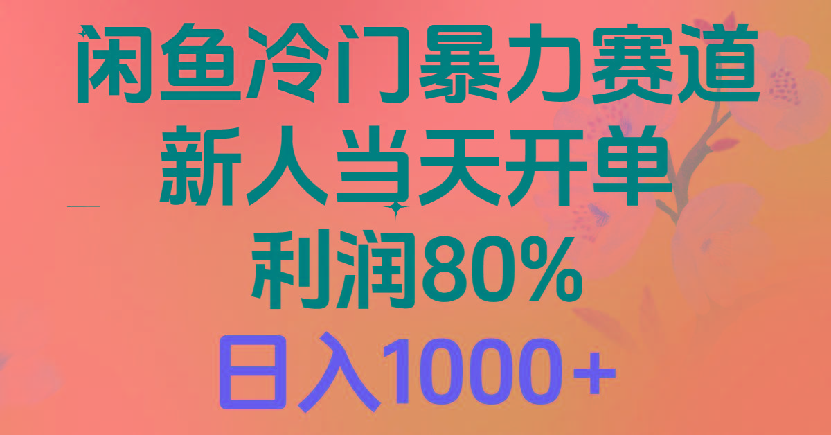 2024闲鱼冷门暴力赛道，新人当天开单，利润80%，日入1000+-点子口袋网