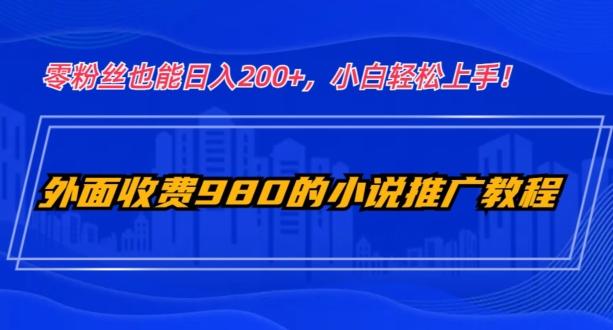 外面收费980的小说推广教程：零粉丝也能日入200+，小白轻松上手！-云创网