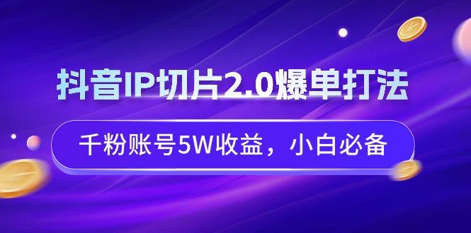 抖音IP切片2.0爆单打法，千粉账号5W收益，小白必备-点子口袋网