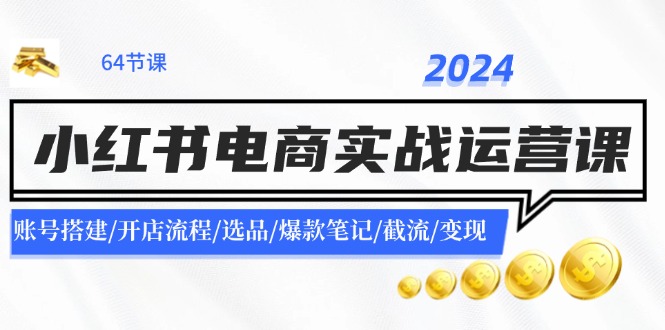 2024小红书电商实战运营课：账号搭建/开店流程/选品/爆款笔记/截流/变现-点子口袋网