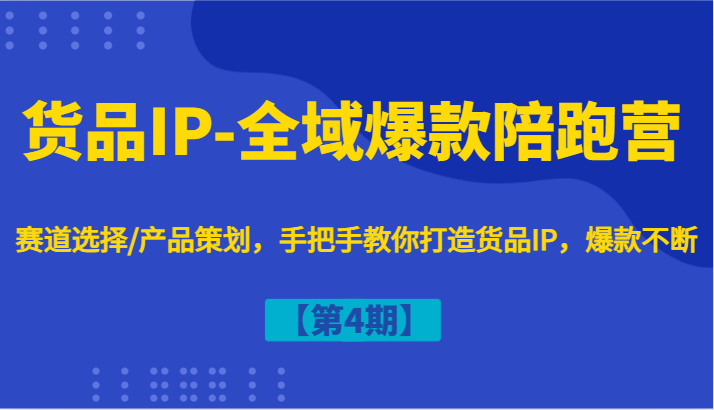 货品IP-全域爆款陪跑营【第4期】赛道选择/产品策划，手把手教你打造货品IP，爆款不断-点子口袋网