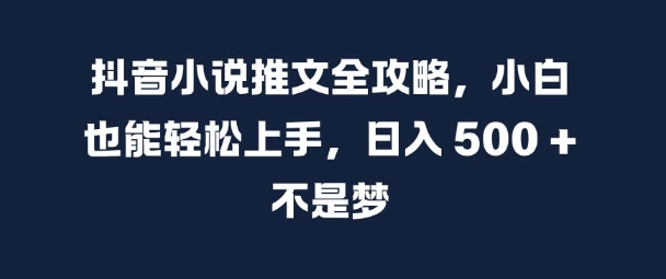 抖音小说推文全攻略，小白也能轻松上手，日入 5张+ 不是梦【揭秘】-点子口袋网
