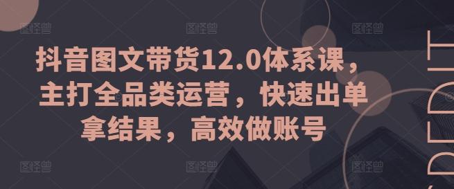 抖音图文带货12.0体系课，主打全品类运营，快速出单拿结果，高效做账号-点子口袋网