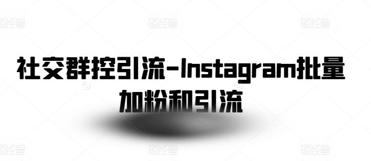 社交群控引流-Instagram批量加粉和引流-点子口袋网