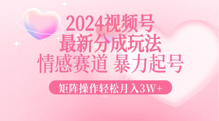 2024最新视频号分成玩法，情感赛道，暴力起号，矩阵操作轻松月入3W+-云创网