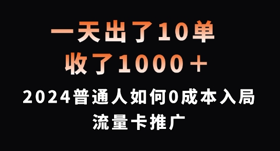 一天出了10单，收了1000+，2024普通人如何0成本入局流量卡推广【揭秘】-点子口袋网