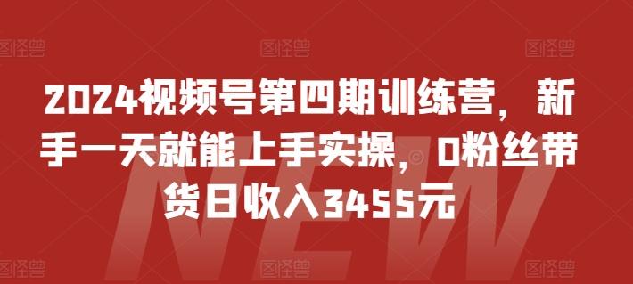 2024视频号第四期训练营，新手一天就能上手实操，0粉丝带货日收入3455元-点子口袋网