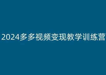 2024多多视频变现教学训练营，新手保姆级教程，适合新手小白-点子口袋网