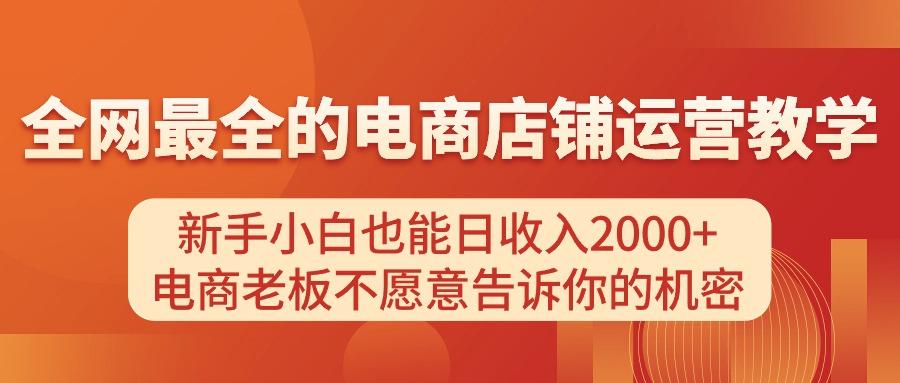电商店铺运营教学，新手小白也能日收入2000+，电商老板不愿意告诉你的机密-点子口袋网