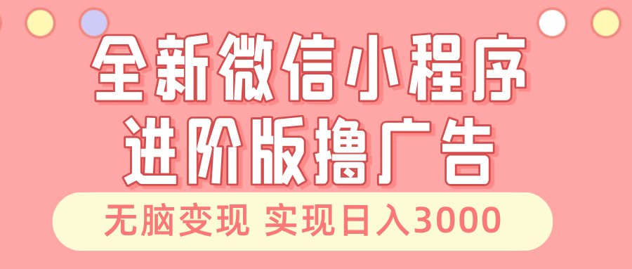 全新微信小程序进阶版撸广告 无脑变现睡后也有收入 日入3000＋-点子口袋网