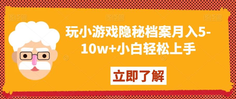 玩小游戏隐秘档案月入5-10w+小白轻松上手【揭秘】-点子口袋网