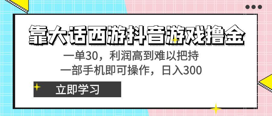 靠大话西游抖音游戏撸金，一单30，利润高到难以把持，一部手机即可操作...-点子口袋网