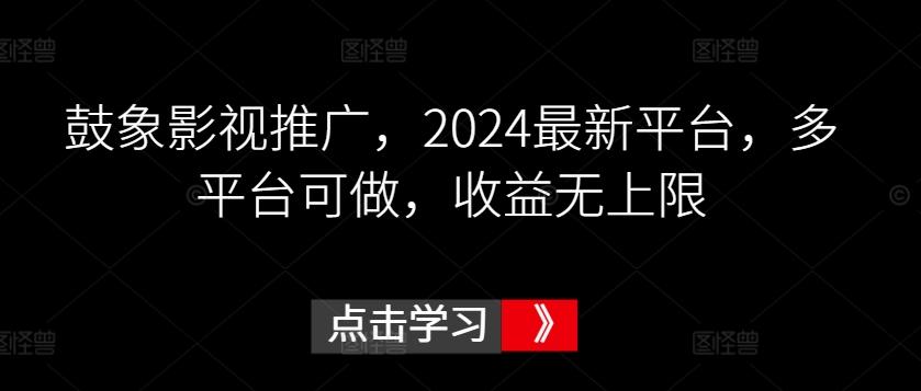 鼓象影视推广，2024最新平台，多平台可做，收益无上限【揭秘】-点子口袋网