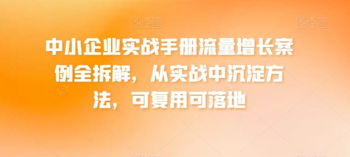 中小企业实战手册流量增长案例全拆解，从实战中沉淀方法，可复用可落地-点子口袋网