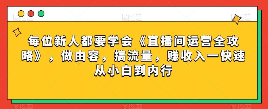 每位新人都要学会《直播间运营全攻略》，做由容，搞流量，赚收入一快速从小白到内行-点子口袋网
