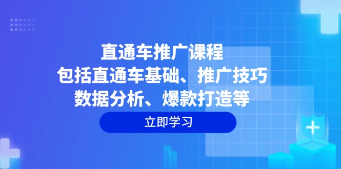 直通车推广课程：包括直通车基础、推广技巧、数据分析、爆款打造等-点子口袋网
