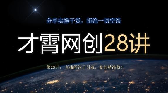 才霄网创28讲第23讲：直播间钩子引流，暴加精准粉！-点子口袋网