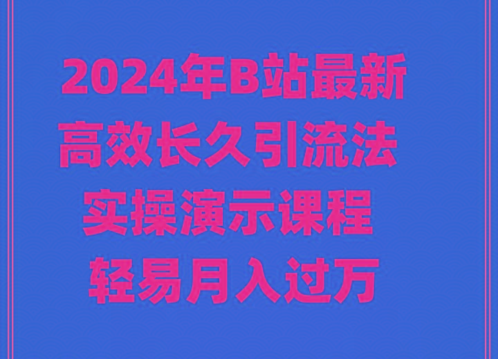 2024年B站最新高效长久引流法 实操演示课程 轻易月入过万-点子口袋网