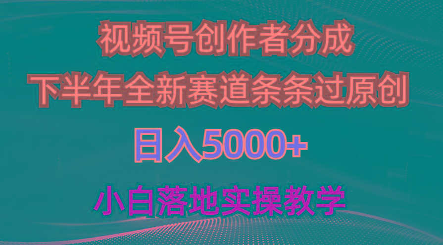 视频号创作者分成最新玩法，日入5000+  下半年全新赛道条条过原创，小...-点子口袋网