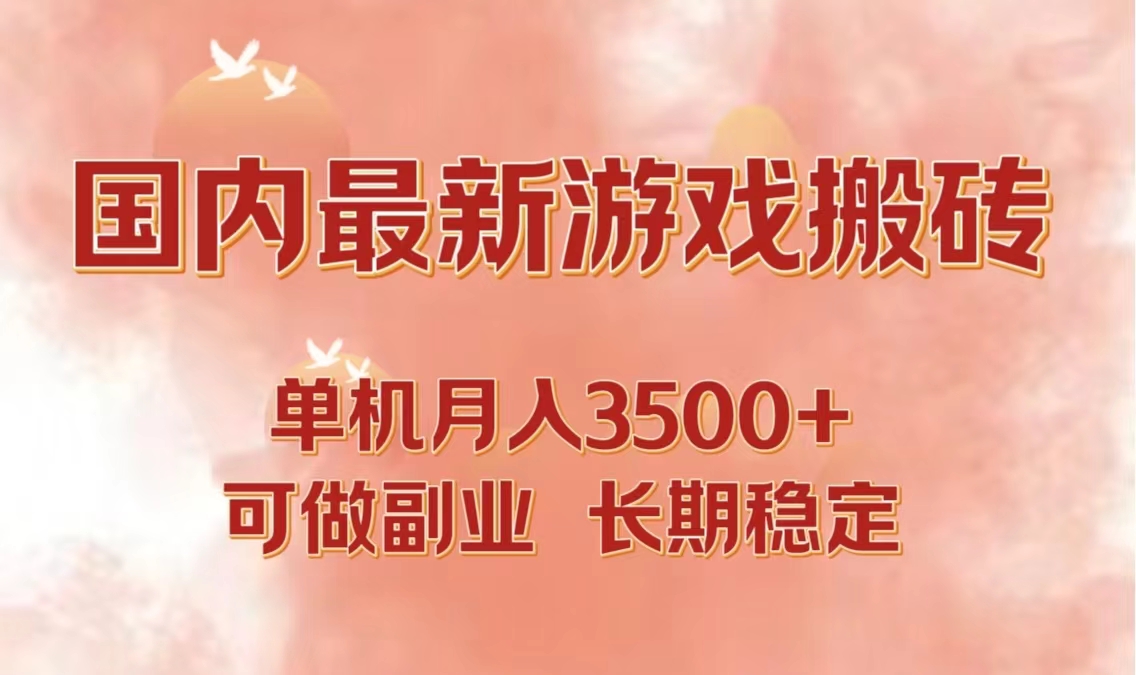 国内最新游戏打金搬砖，单机月入3500+可做副业 长期稳定-点子口袋网