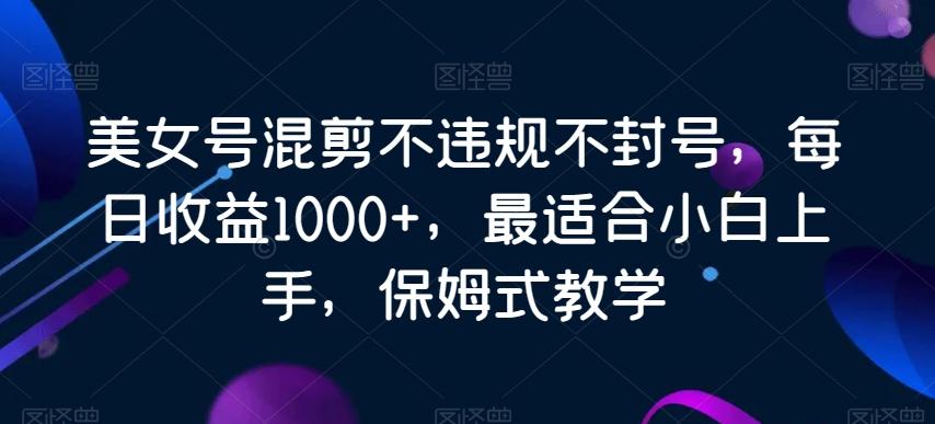 美女号混剪不违规不封号，每日收益1000+，最适合小白上手，保姆式教学-点子口袋网