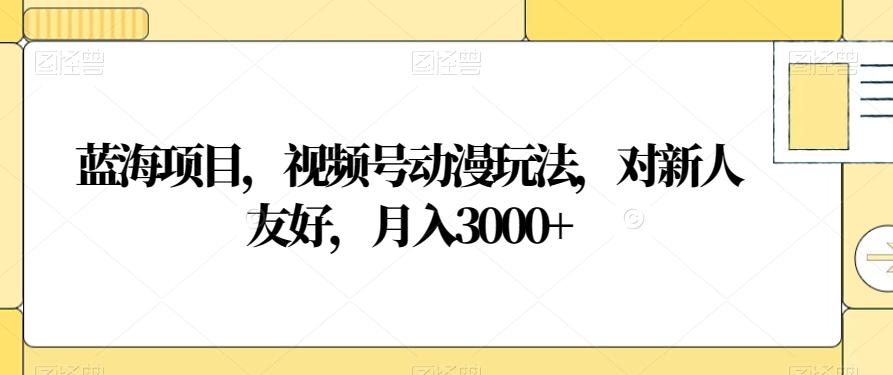 蓝海项目，视频号动漫玩法，对新人友好，月入3000+【揭秘】-点子口袋网