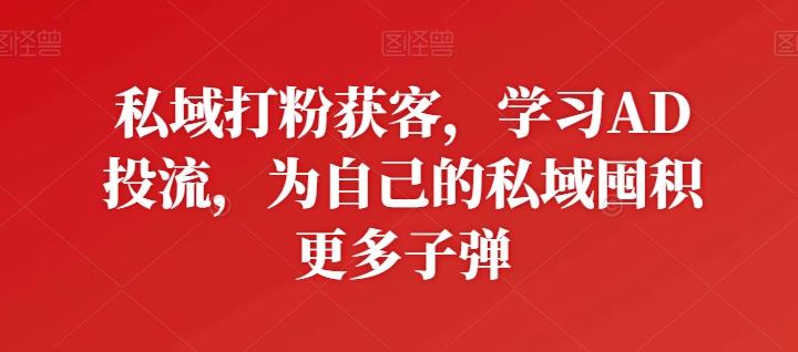私域打粉获客，学习AD投流，为自己的私域囤积更多子弹-点子口袋网