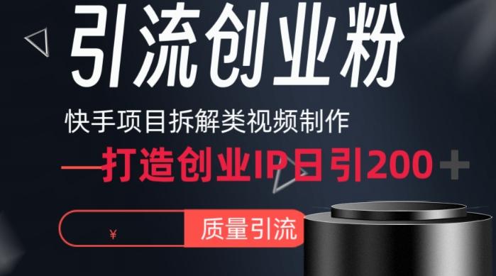 快手项目拆解类视频详细制作流程打造个人IP，单日引流200+高质量创业粉【揭秘】-点子口袋网