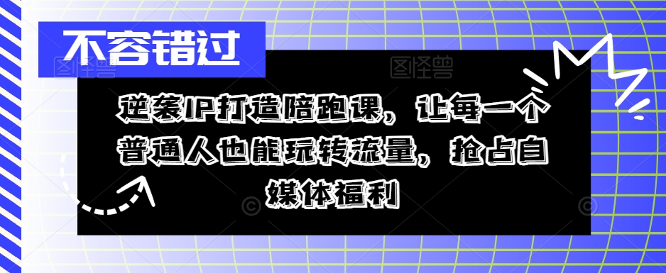 逆袭IP打造陪跑课，让每一个普通人也能玩转流量，抢占自媒体福利-点子口袋网