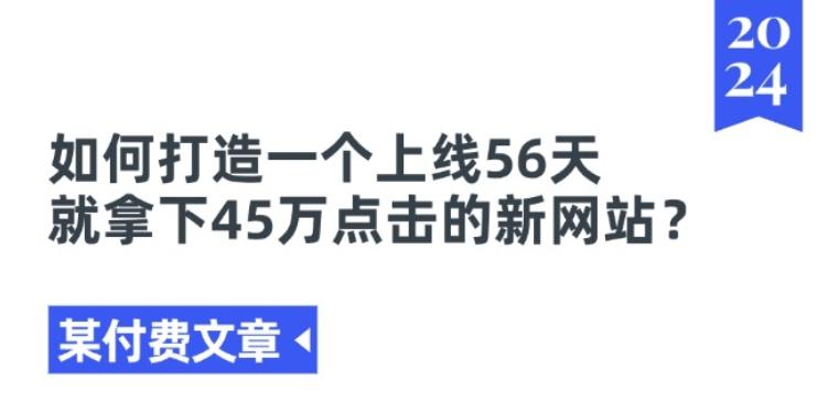 某付费文章《如何打造一个上线56天就拿下45万点击的新网站?》-点子口袋网