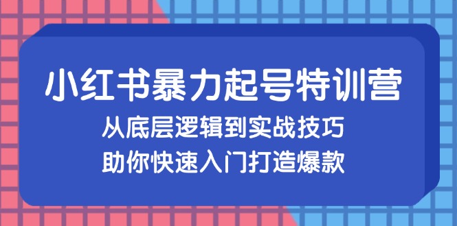 小红书暴力起号训练营，从底层逻辑到实战技巧，助你快速入门打造爆款-点子口袋网