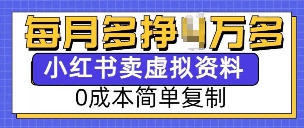 小红书虚拟资料项目，0成本简单复制，每个月多挣1W【揭秘】-点子口袋网