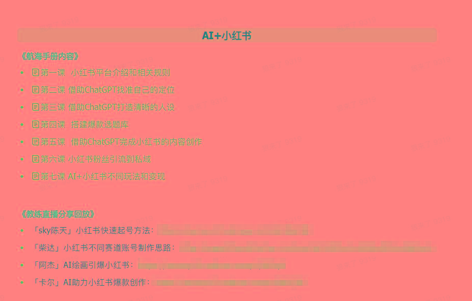图片[2]-(9351期)AI破局手册+教练分享合集：AI提示词/AI+小红书 /AI+公众号/AI+绘画/AI编程-点子口袋网