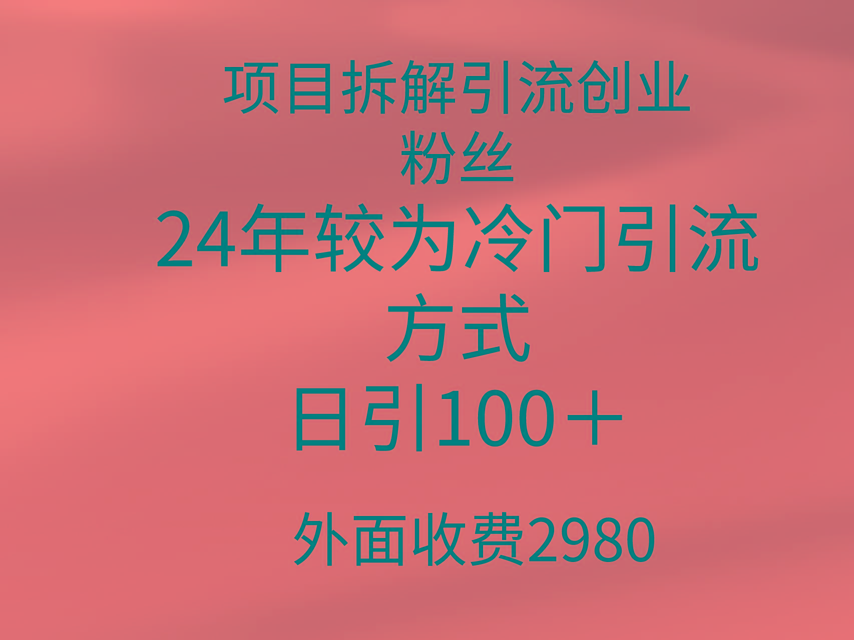 (9489期)项目拆解引流创业粉丝，24年较冷门引流方式，轻松日引100＋-点子口袋网