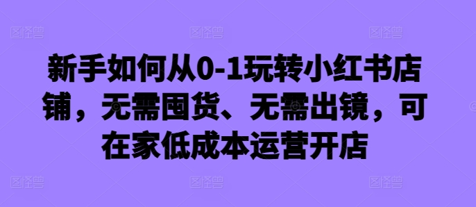 新手如何从0-1玩转小红书店铺，无需囤货、无需出镜，可在家低成本运营开店-点子口袋网