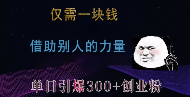 仅需一块钱，借助别人的力量，单日引爆300+创业粉、兼职粉【揭秘】-点子口袋网