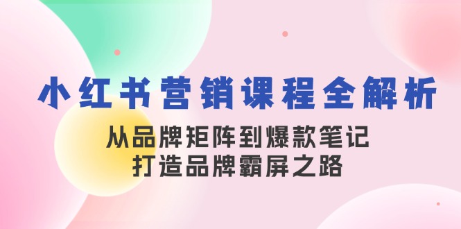 小红书营销课程全解析，从品牌矩阵到爆款笔记，打造品牌霸屏之路-云创网