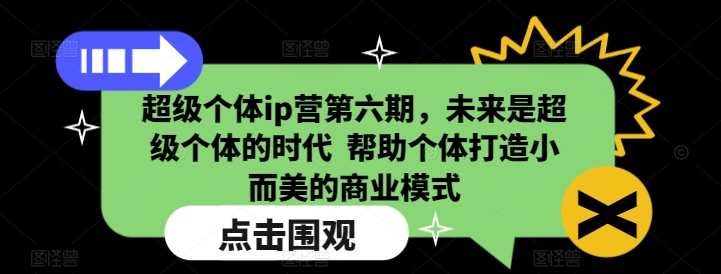 超级个体ip营第六期，未来是超级个体的时代  帮助个体打造小而美的商业模式-点子口袋网
